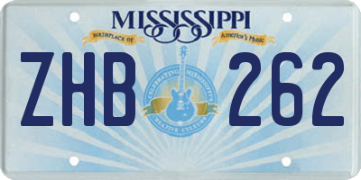 MS license plate ZHB262
