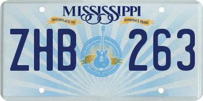 MS license plate ZHB263