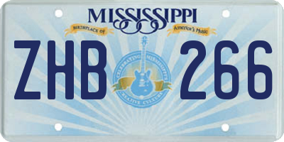 MS license plate ZHB266