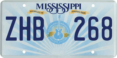 MS license plate ZHB268