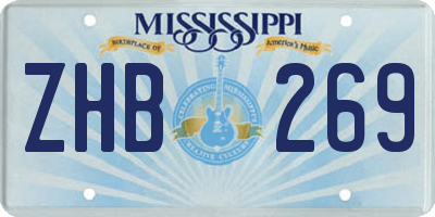 MS license plate ZHB269