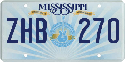 MS license plate ZHB270
