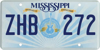 MS license plate ZHB272
