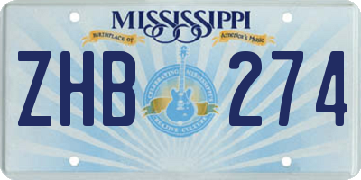 MS license plate ZHB274