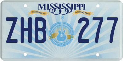 MS license plate ZHB277