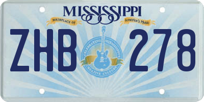 MS license plate ZHB278
