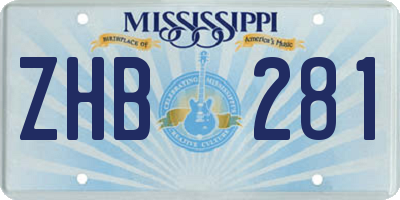 MS license plate ZHB281