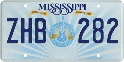 MS license plate ZHB282