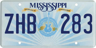 MS license plate ZHB283
