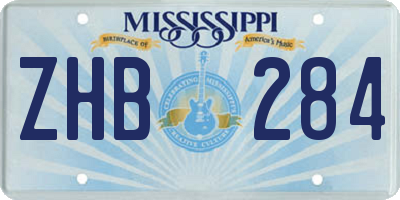 MS license plate ZHB284