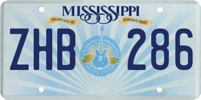 MS license plate ZHB286