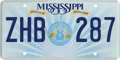MS license plate ZHB287