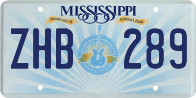 MS license plate ZHB289