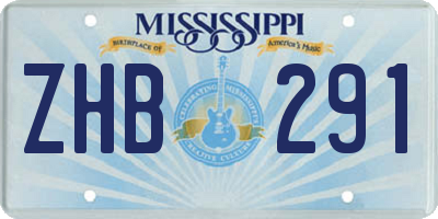 MS license plate ZHB291