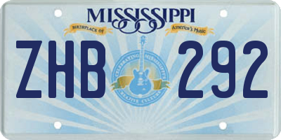 MS license plate ZHB292