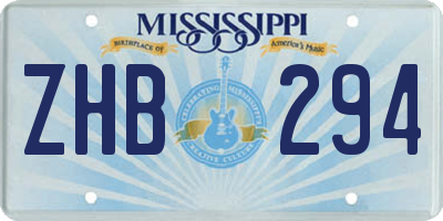 MS license plate ZHB294