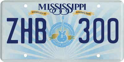 MS license plate ZHB300