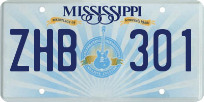 MS license plate ZHB301
