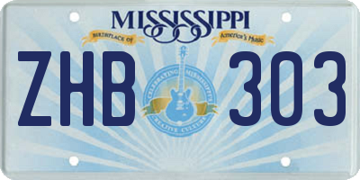 MS license plate ZHB303