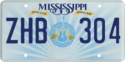 MS license plate ZHB304