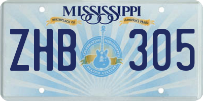 MS license plate ZHB305