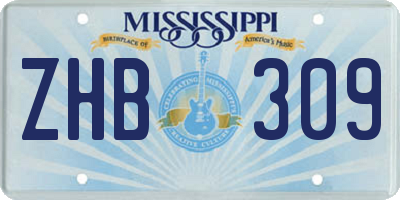MS license plate ZHB309