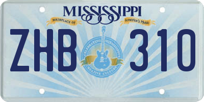 MS license plate ZHB310