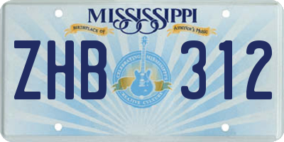 MS license plate ZHB312