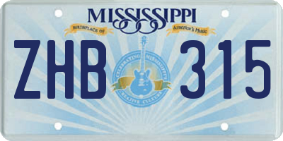 MS license plate ZHB315