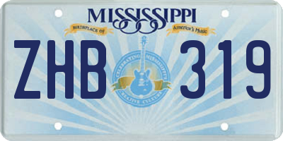 MS license plate ZHB319