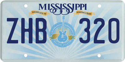 MS license plate ZHB320