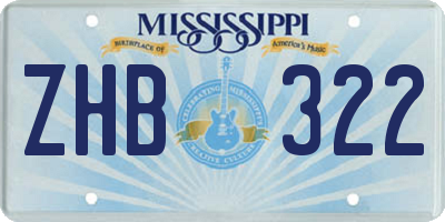 MS license plate ZHB322