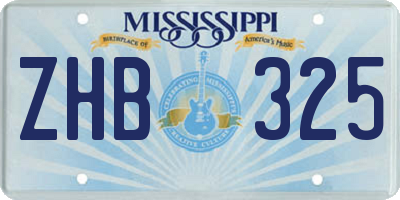 MS license plate ZHB325