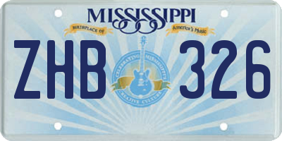 MS license plate ZHB326