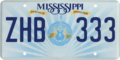 MS license plate ZHB333