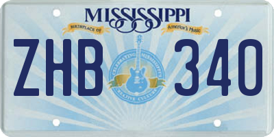 MS license plate ZHB340