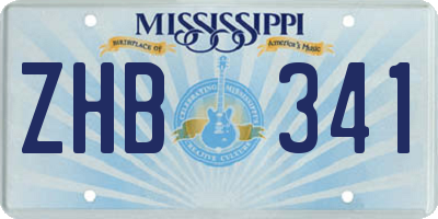 MS license plate ZHB341