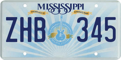 MS license plate ZHB345