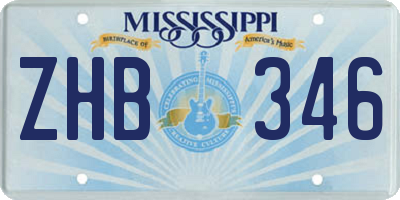 MS license plate ZHB346