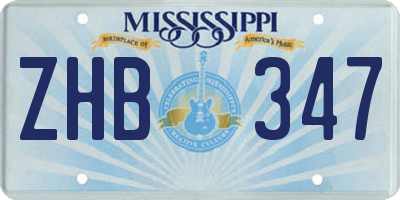 MS license plate ZHB347