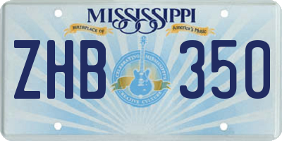 MS license plate ZHB350