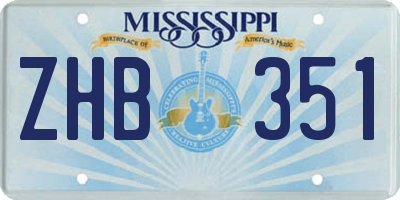 MS license plate ZHB351