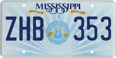 MS license plate ZHB353