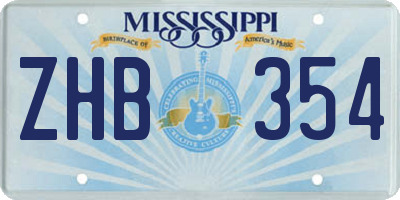 MS license plate ZHB354