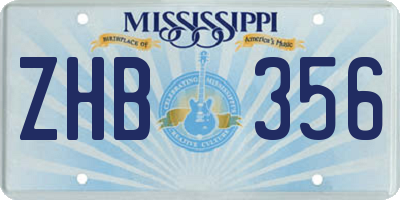 MS license plate ZHB356