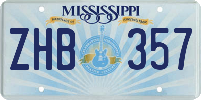 MS license plate ZHB357