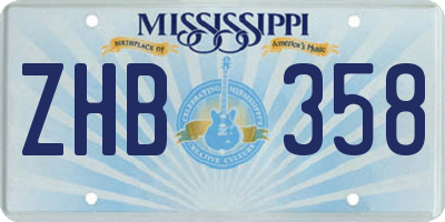 MS license plate ZHB358