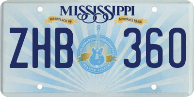 MS license plate ZHB360