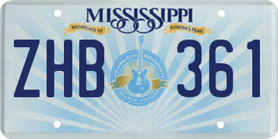MS license plate ZHB361