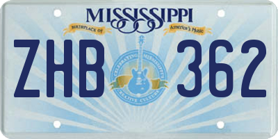 MS license plate ZHB362